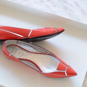 Roger Vivier Geometric Pattern Red Patent Flats